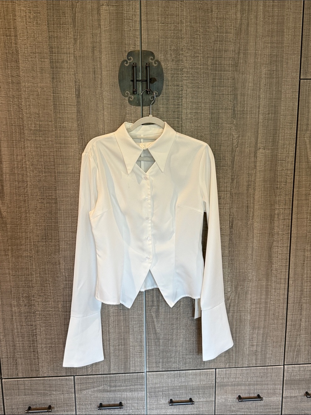 Commense Metal Button Cutout Polo Shirt